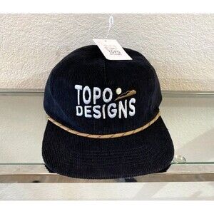 Topo Designs Hat Cap Strap Back Blue Corduroy Hiking Outdoors Adjustable Trucker